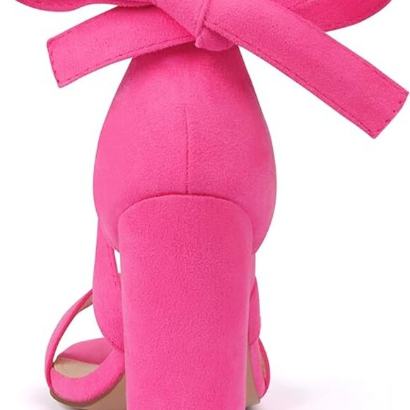 Strappy Heels for Women Chunky Heels High Heeled Sandals with Lace Up - Picture 3 of 3